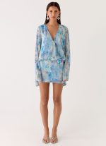 Vanish Into You Mini Dress - Aqua Paisley - 图片 2