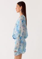 Vanish Into You Mini Dress - Aqua Paisley - 图片 3