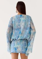 Vanish Into You Mini Dress - Aqua Paisley - 图片 4