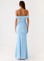 Vee Bardot Maxi Dress - Blue - 图片 3