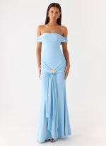 Vee Bardot Maxi Dress - Blue - 图片 4