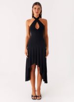 Velvet Sky Midi Dress - Black - 图片 2