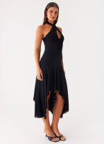 Velvet Sky Midi Dress - Black - 图片 5