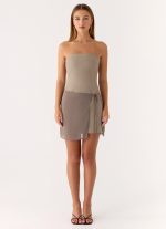Via Veneto Mini Dress - Sand Brown - 图片 5