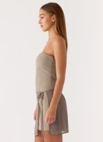 Via Veneto Mini Dress - Sand Brown - 图片 2