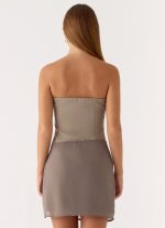 Via Veneto Mini Dress - Sand Brown - 图片 3