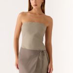 Via Veneto Mini Dress - Sand Brown