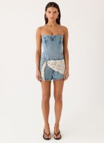 Vianna Denim Bustier Top - True Denim - 图片 8