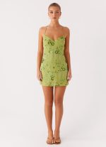 Vietta Sequin Cami Micro Mini Dress - Lime - 图片 2
