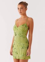 Vietta Sequin Cami Micro Mini Dress - Lime - 图片 5
