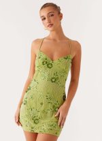 Vietta Sequin Cami Micro Mini Dress - Lime - 图片 4