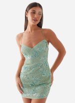 Vietta Sequin Cami Micro Mini Dress - Mint - 图片 5