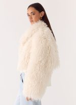 Virginia Cropped Faux Fur Jacket - Ivory - 图片 5