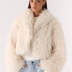 Virginia Cropped Faux Fur Jacket - Ivory