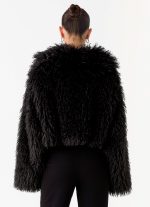 Virginia Cropped Faux Fur Jacket - Black - 图片 6