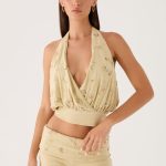 Vivienne Halter Top - Pale Olive