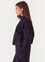 Waylon Denim Bomber Jacket - Black - 图片 2