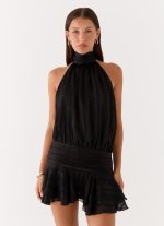 Willow Chiffon Mini Dress - Black