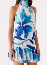 Willow Chiffon Mini Dress - Cerulean Bloom - 图片 5