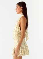 Willow Chiffon Mini Dress - Yellow Polkadot - 图片 3