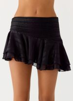 Willow Chiffon Mini Skirt - Black - 图片 5