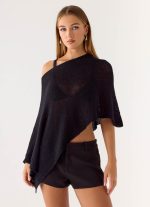 Yas Knit Cape - Black - 图片 6