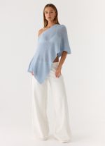 Yas Knit Cape - Blue - 图片 4