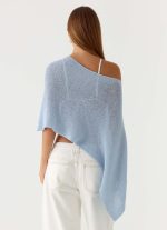 Yas Knit Cape - Blue - 图片 3