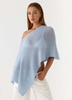 Yas Knit Cape - Blue - 图片 6