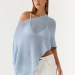 Yas Knit Cape - Blue