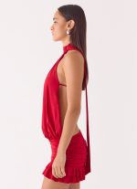 Yelena Backless Mini Dress - Deep Red - 图片 2