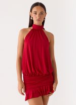 Yelena Backless Mini Dress - Deep Red - 图片 6