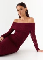 Yours Always Lace Maxi Dress - Merlot - 图片 6