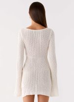Zenzi Long Sleeve Crochet Mini Dress - White - 图片 3