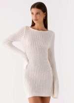 Zenzi Long Sleeve Crochet Mini Dress - White - 图片 5
