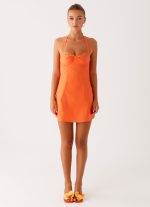 Contessa Halter Mini Dress - Orange - 图片 2