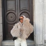 Virginia Cropped Faux Fur Jacket - Taupe